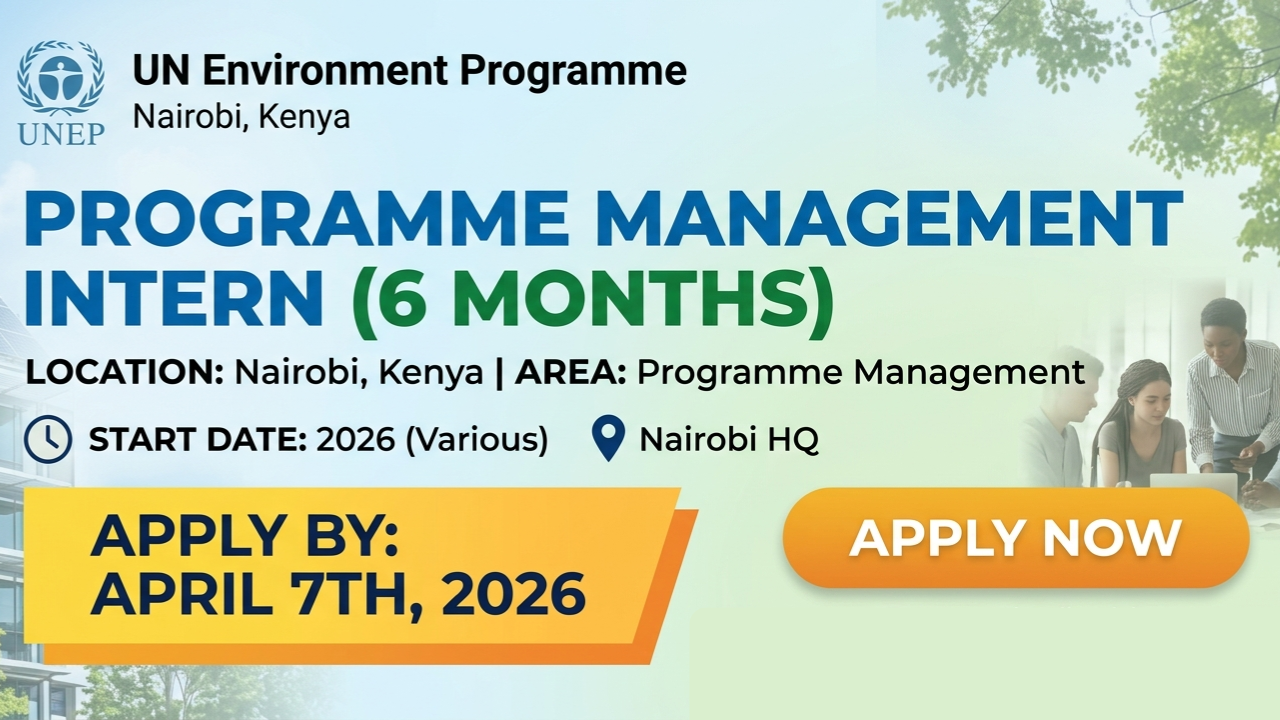 UNEP Programme Management Intern Jobs Kenya 2026 – Latest NGO Jobs in Kenya
